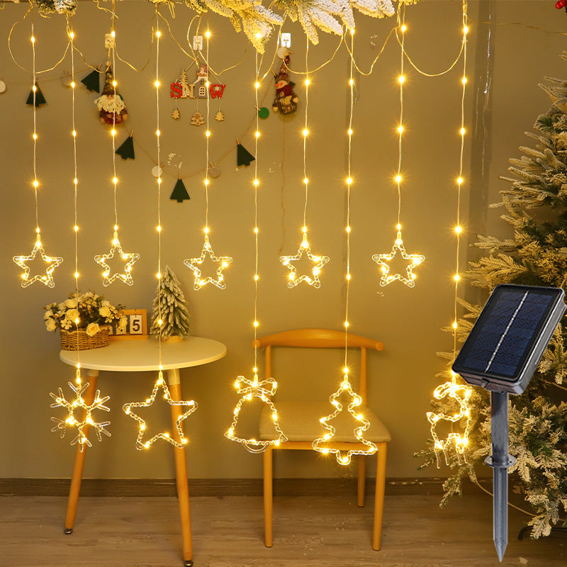 LED Christmas curtain lights USB remote control elk bell snowman Christmas tree shape window decoration curtain lights