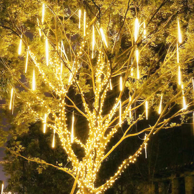 Solar Powered Falling Rain Lights Warm White Cool White 8 Modes Remote Control Waterproof For Yard Pathway