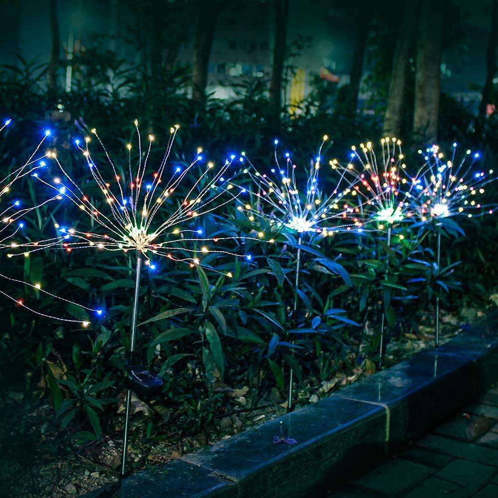Solar Firework Spike Lights RGB Multicolor 8 Lighting Modes For Commercial Landscape Hotel Lighting