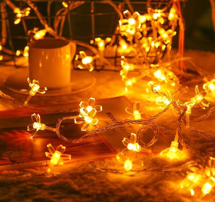 Remote Control Cherry Blossom Fairy Lights with Timer Function for Indoor Spring Festival Decor