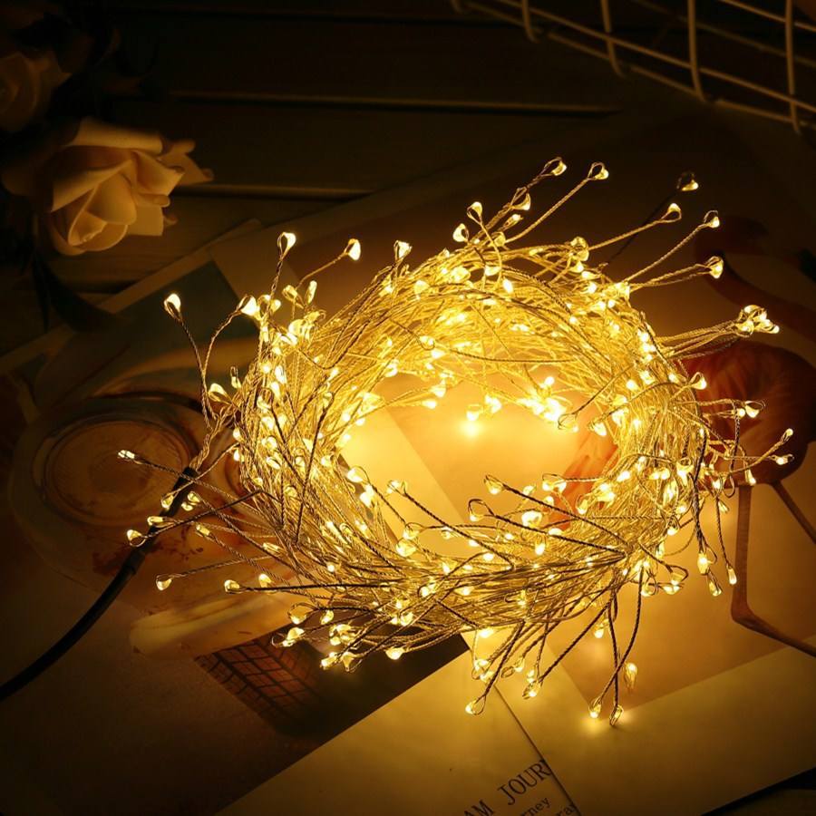 LED Firecracker Lights Indoor Christmas Decorations with Copper Wire String Plastic for Outdoor Festival Arrangements