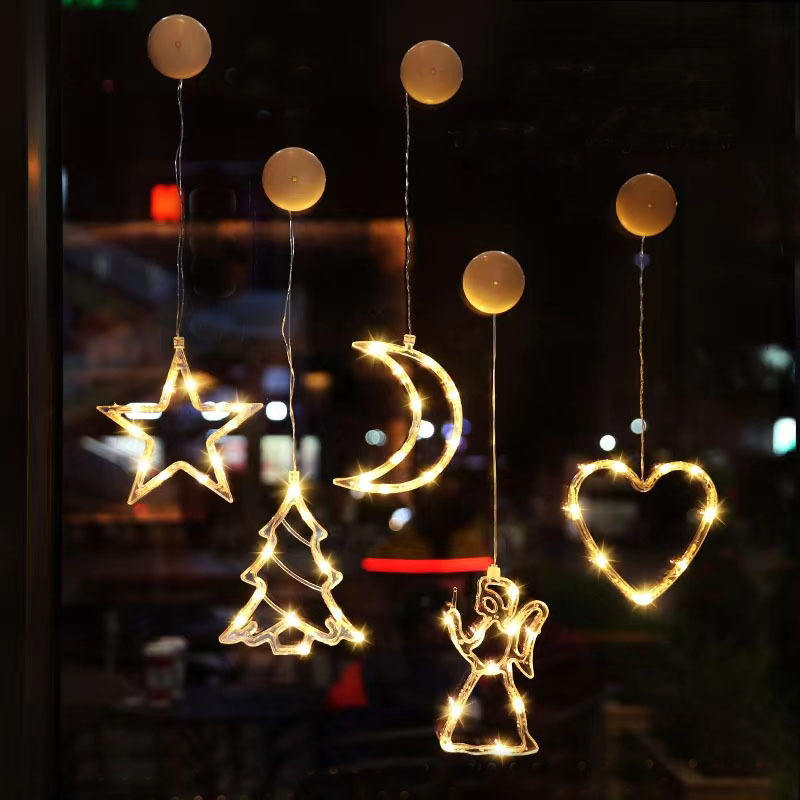 LED Snowman Christmas Tree & Star-shaped Curtain Lights Battery-Powered Indoor Christmas Decoration
