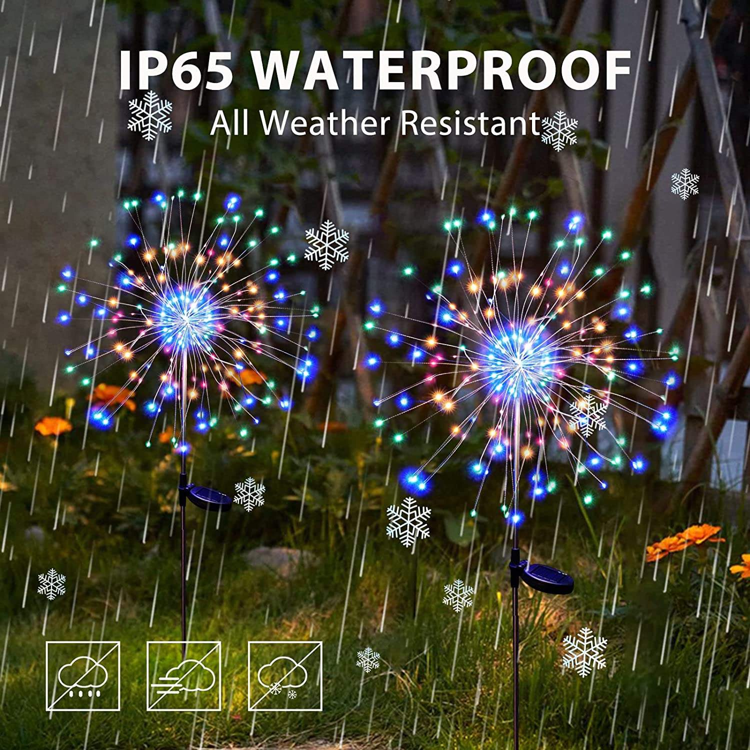 Solar Firework Spike Lights RGB Multicolor 8 Lighting Modes For Commercial Landscape Hotel Lighting