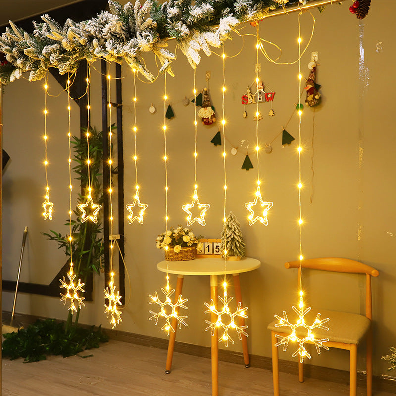 LED Christmas curtain lights USB remote control elk bell snowman Christmas tree shape window decoration curtain lights