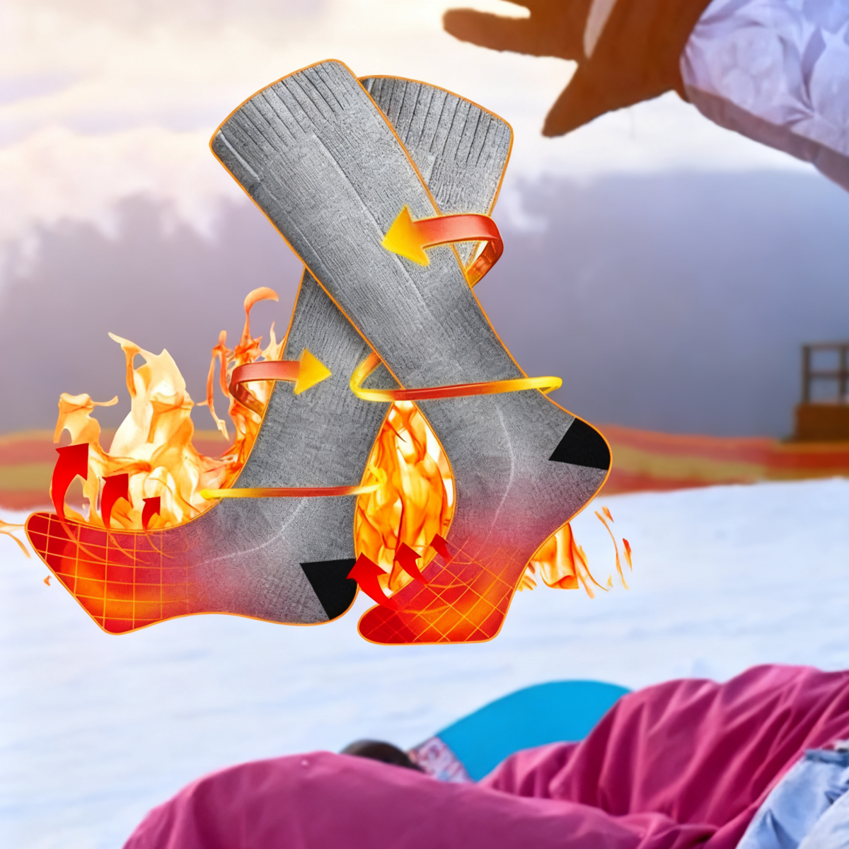 Outdoor smart heating and thermal insulation electric ski socks