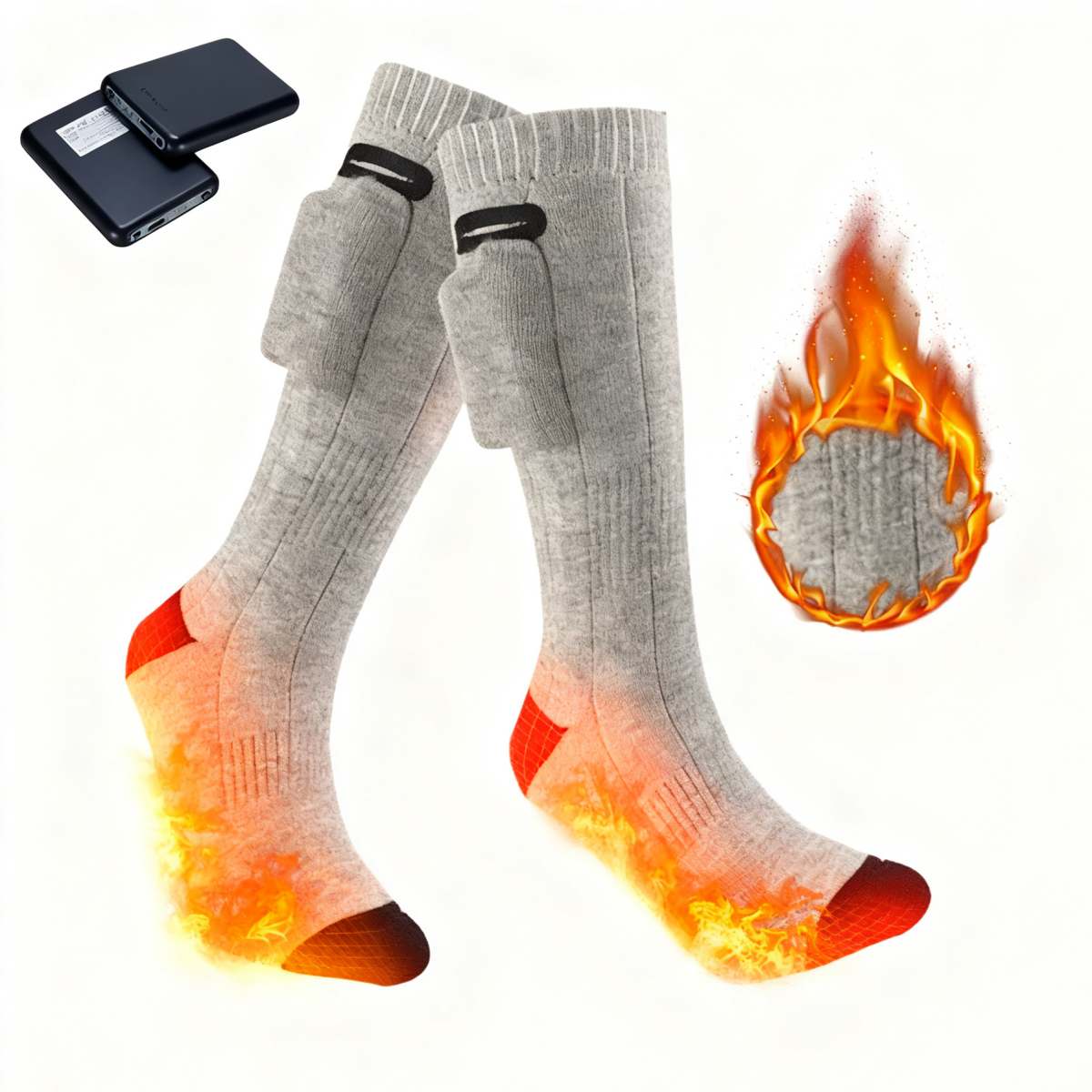 Outdoor smart heating and thermal insulation electric ski socks