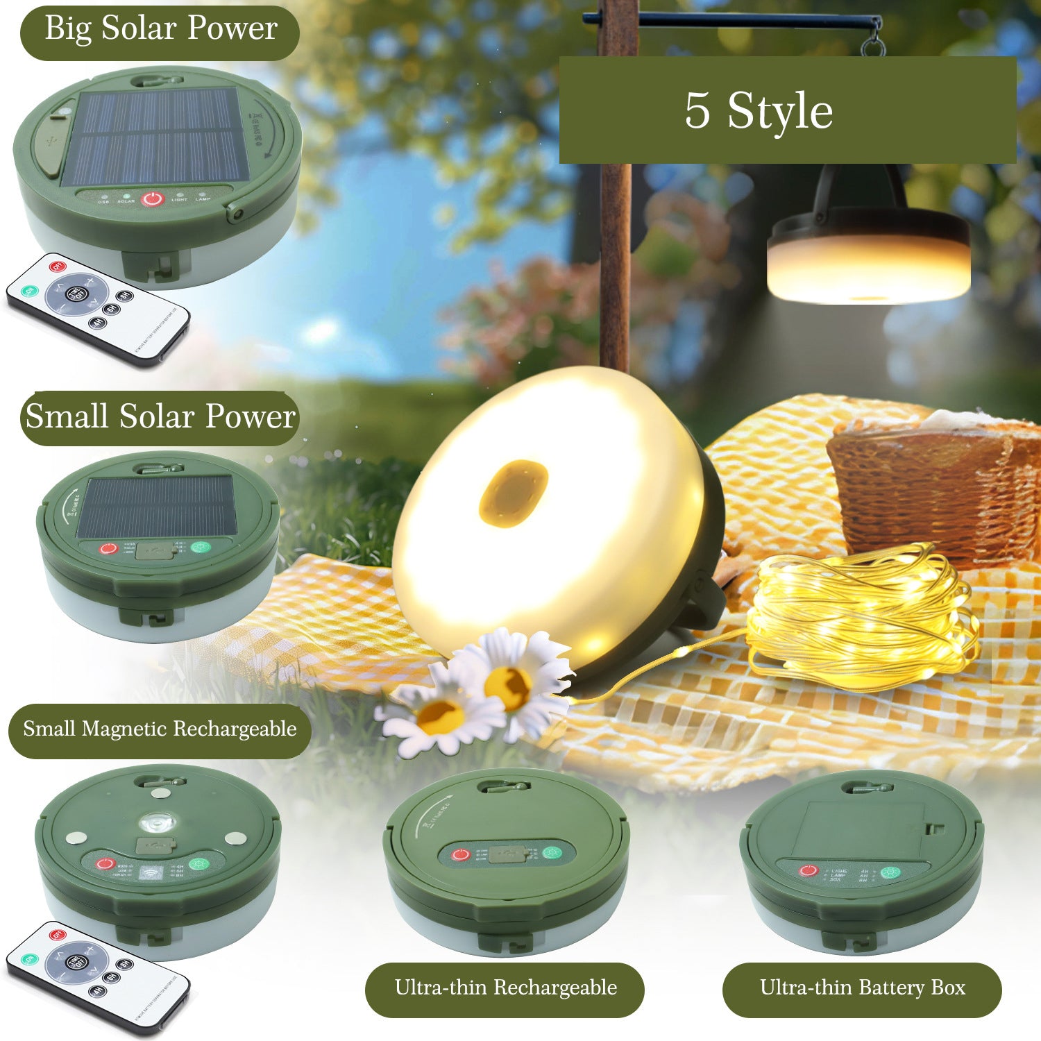 Solar outdoor camping light tent emergency atmosphere light lighting tape measure storage camping light string
