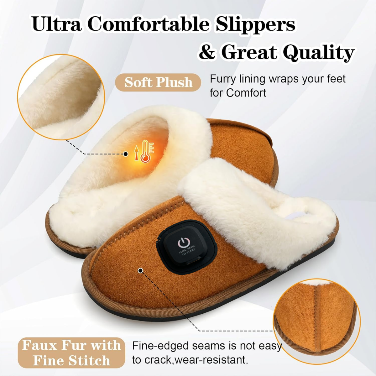 Soft and warm home slippers with non-slip and comfortable plush suitable for indoor and outdoor use for women and men with non-slip soles