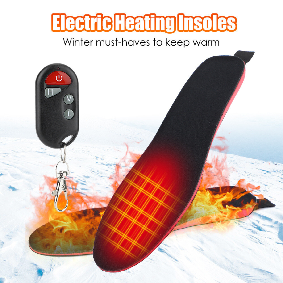Rechargeable Heated/Adjustable Size Outdoor Sports Heated Insoles