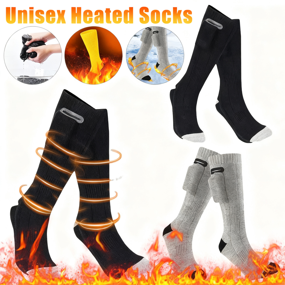 Outdoor smart heating and thermal insulation electric ski socks