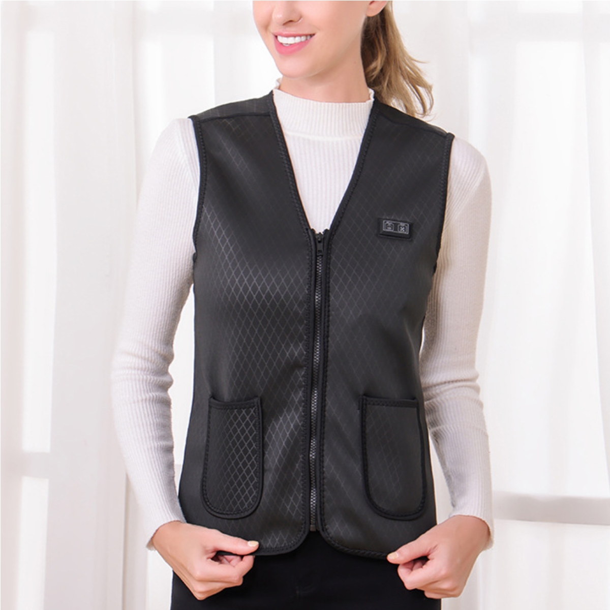 V-neck zipper winter warm smart heating sports vest