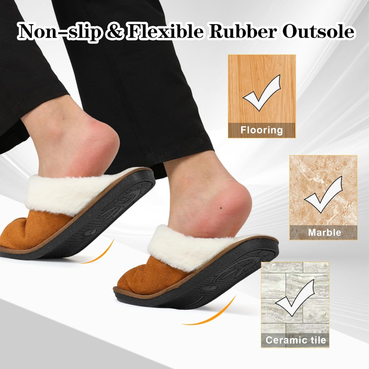 Soft and warm home slippers with non-slip and comfortable plush suitable for indoor and outdoor use for women and men with non-slip soles