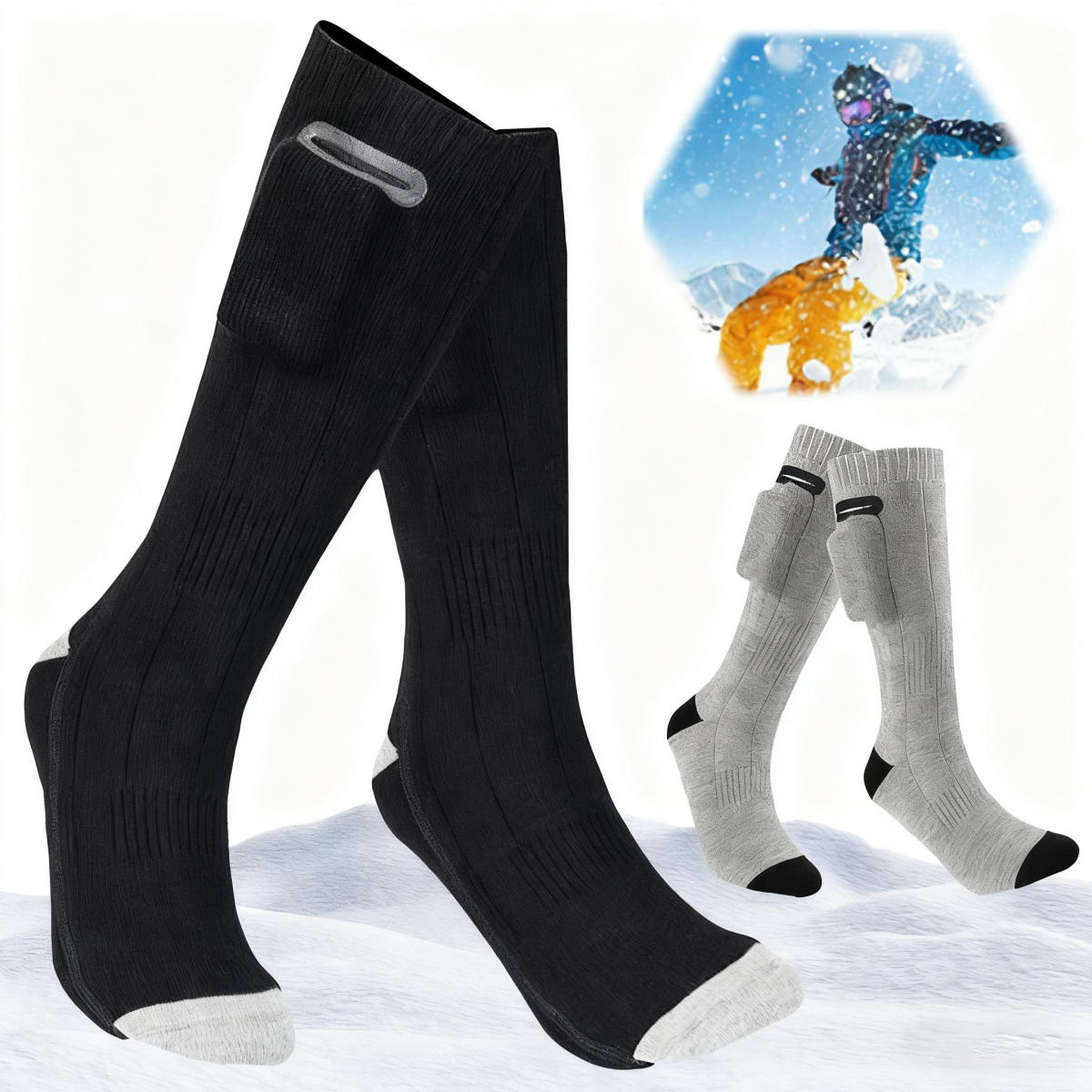 Outdoor smart heating and thermal insulation electric ski socks
