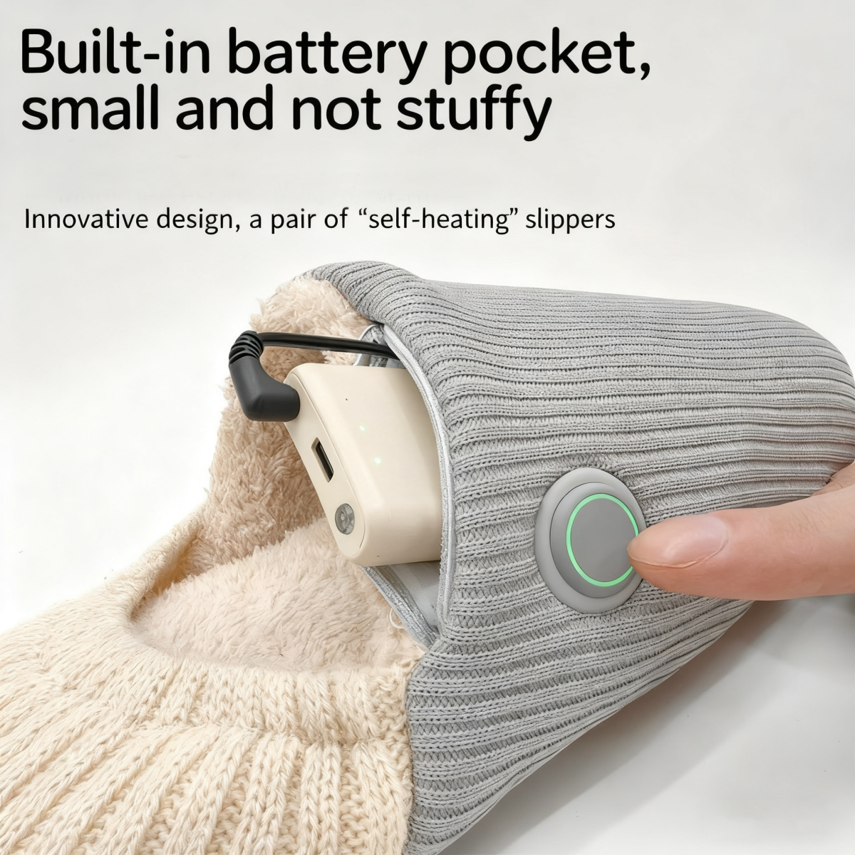 Anti-slip invisible battery bag for home use, warm cotton pads for heated shoes