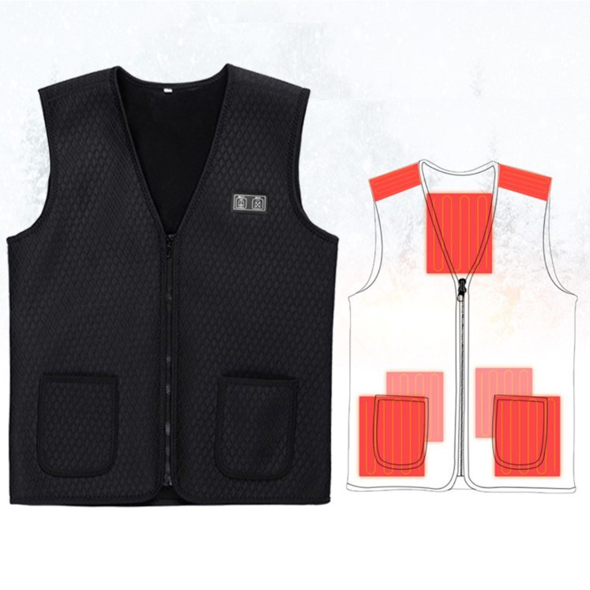 V-neck zipper winter warm smart heating sports vest