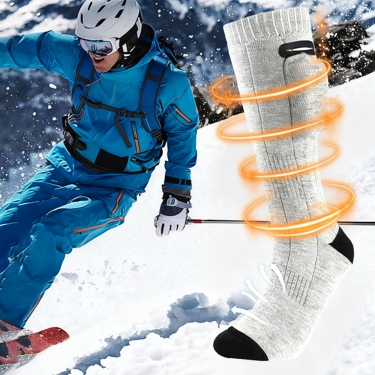 Outdoor smart heating and thermal insulation electric ski socks