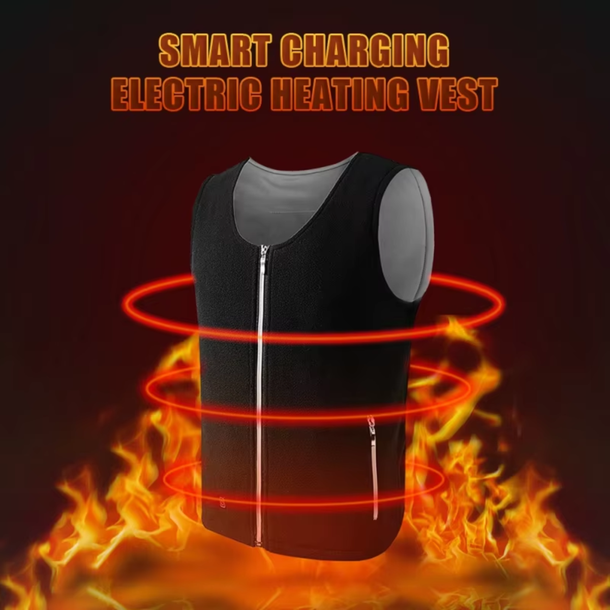 V-neck zipper winter warm smart heating sports vest