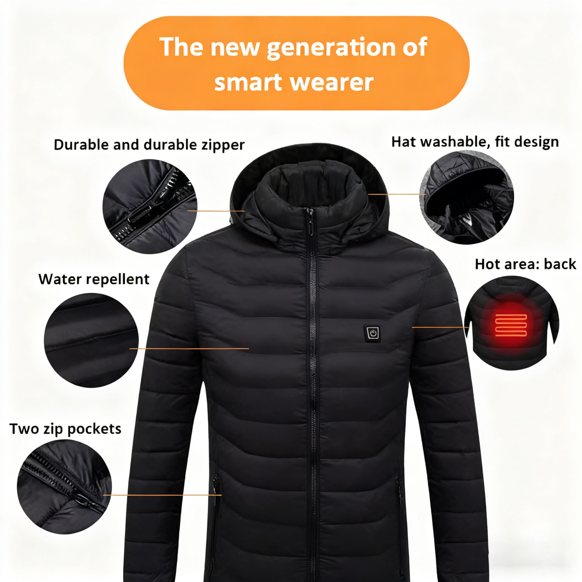 Heating clothing smart USB charging heating constant temperature thermal cotton clothing thermal jacket