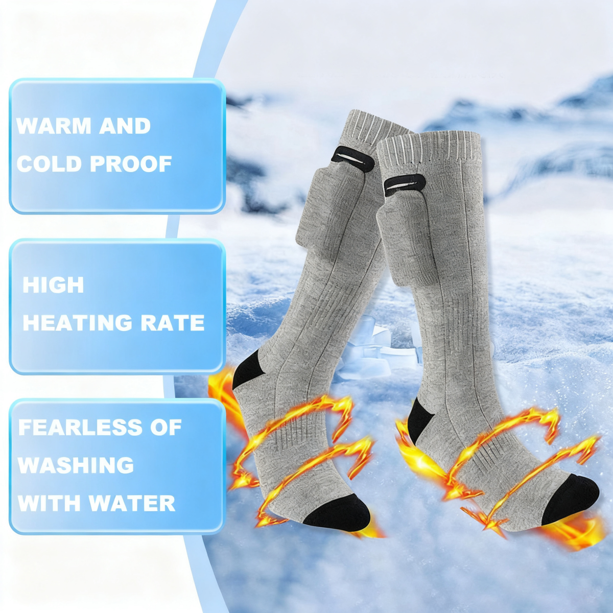 Outdoor smart heating and thermal insulation electric ski socks