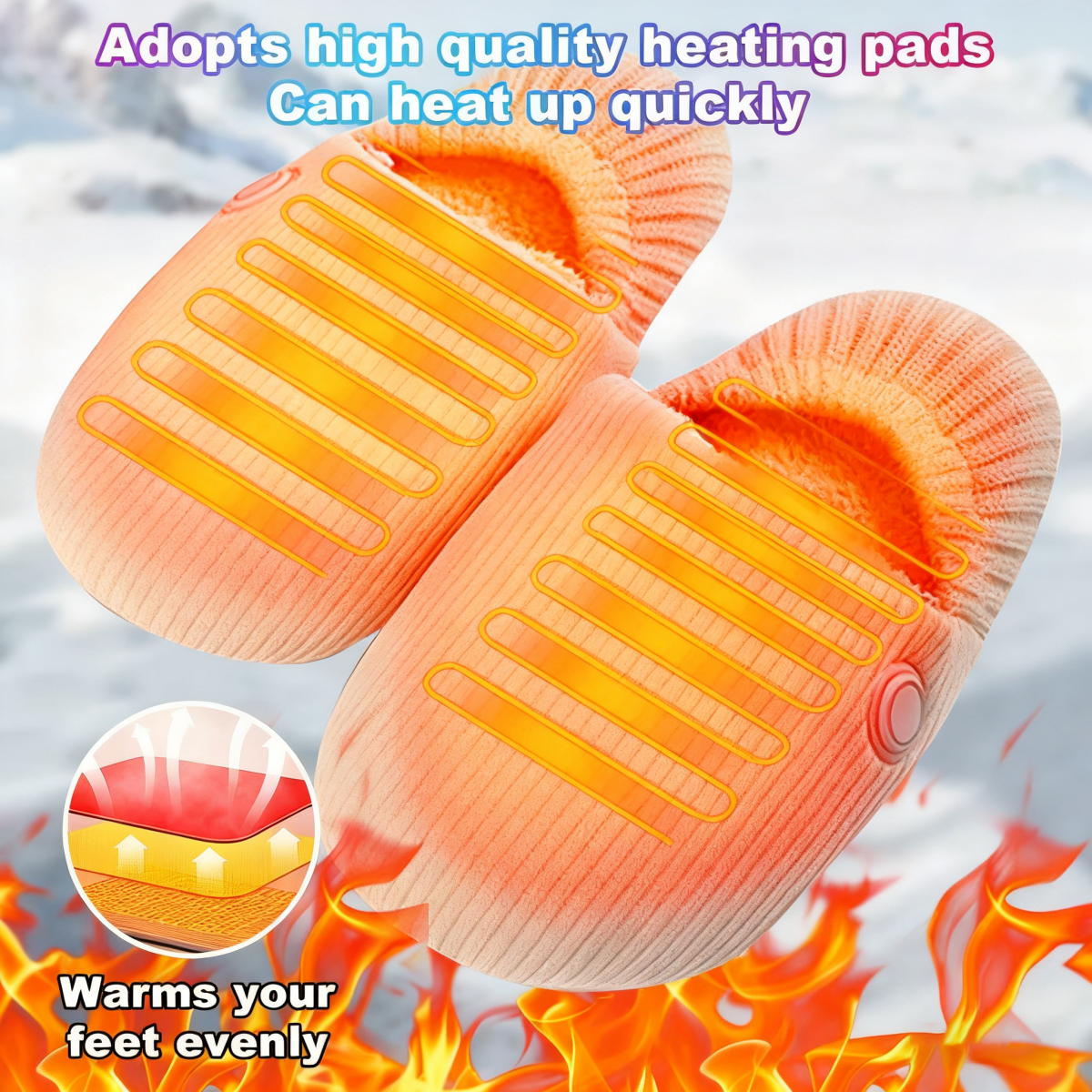 Anti-slip invisible battery bag for home use, warm cotton pads for heated shoes
