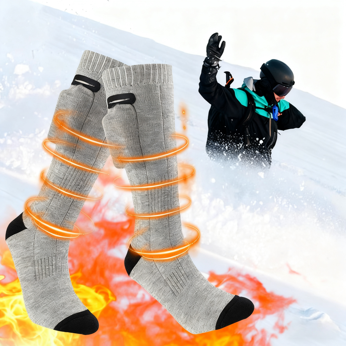 Outdoor smart heating and thermal insulation electric ski socks