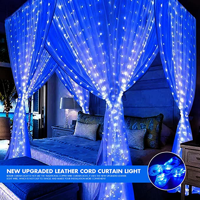 LED Fairy Lights Strings Plug-In Twinkle Curtain for Bedroom Outdoor Indoor Garden Holiday Decor