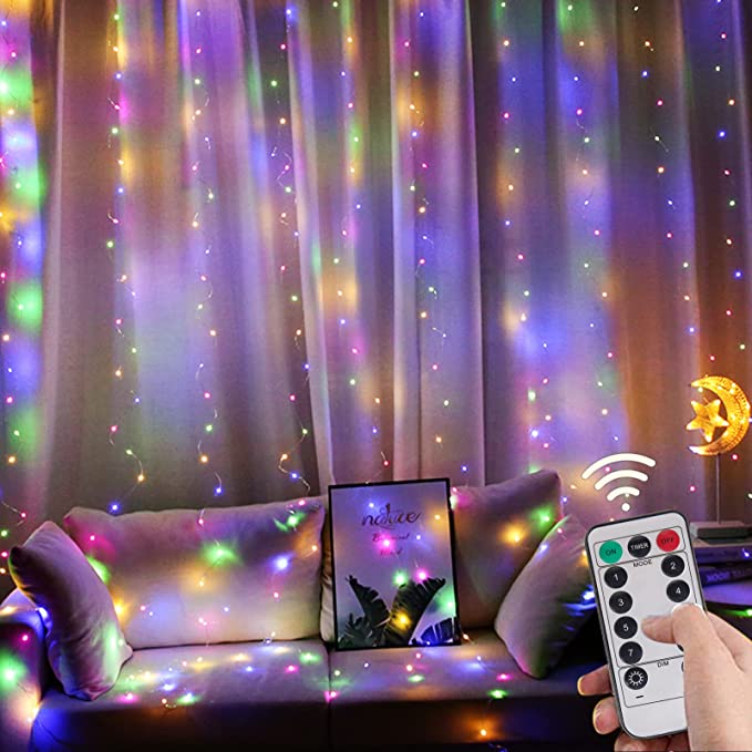 LED Fairy Lights Strings Plug-In Twinkle Curtain for Bedroom Outdoor Indoor Garden Holiday Decor