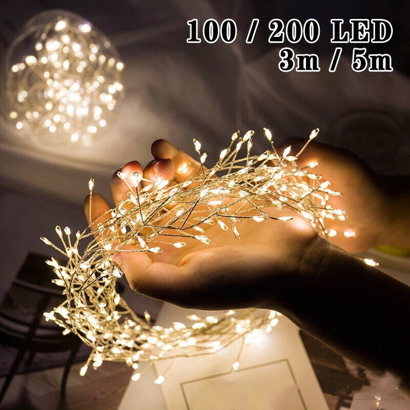 LED Firecracker Lights Indoor Christmas Decorations with Copper Wire String Plastic for Outdoor Festival Arrangements