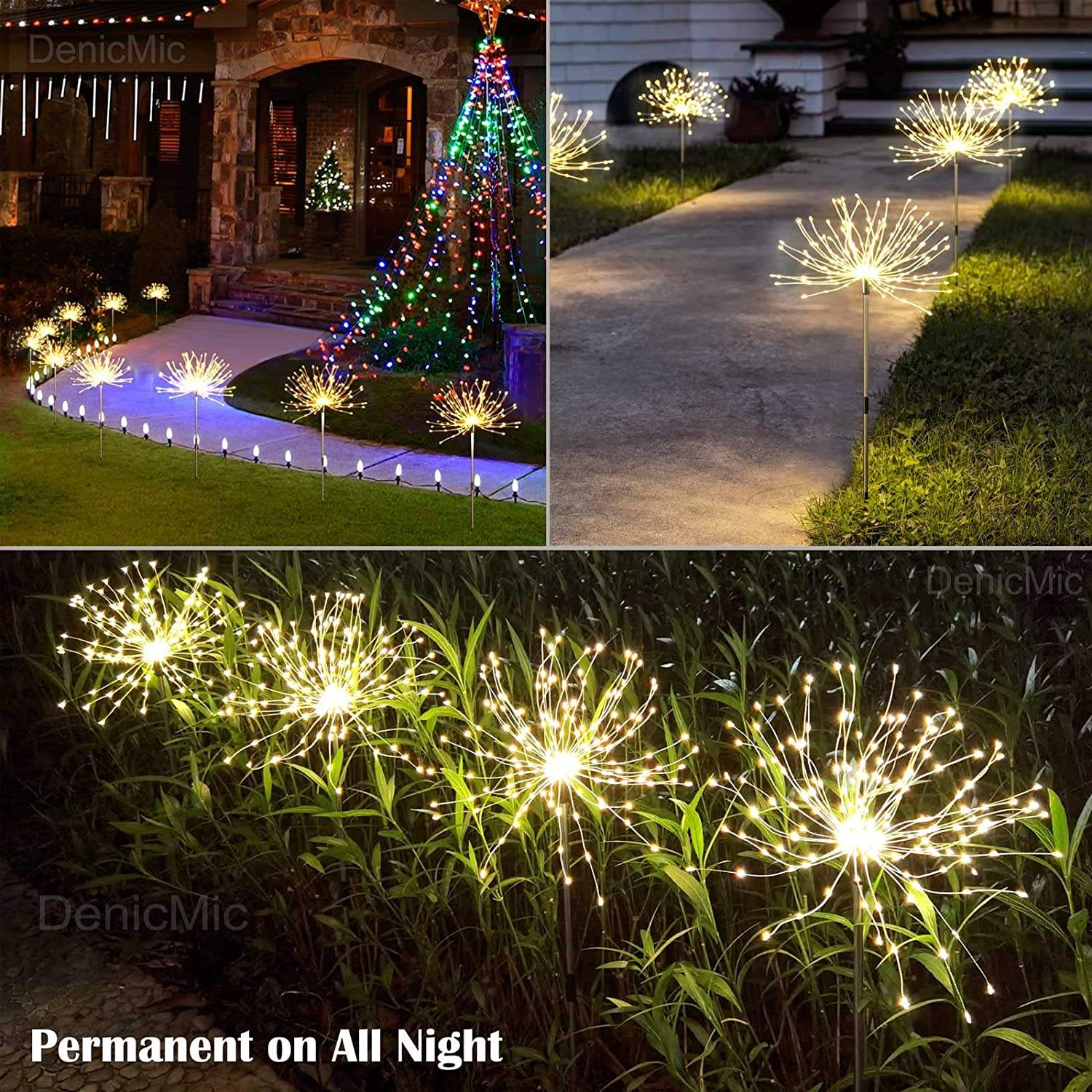 Solar Firework Spike Lights RGB Multicolor 8 Lighting Modes For Commercial Landscape Hotel Lighting
