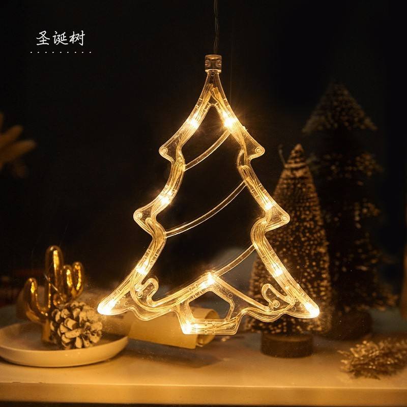 LED Snowman Christmas Tree & Star-shaped Curtain Lights Battery-Powered Indoor Christmas Decoration