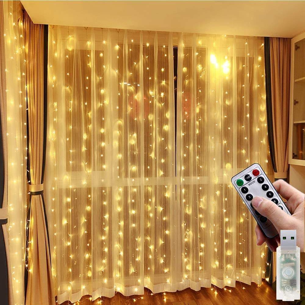 Warm White LED Curtain Lights Waterproof Fairy String Lights for Window Wedding Christmas Party Decorations