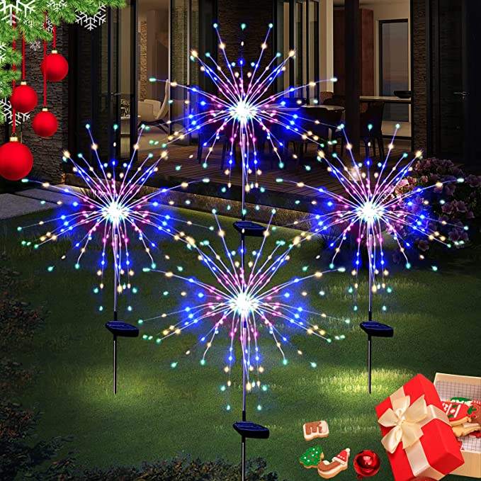 Solar Firework Spike Lights RGB Multicolor 8 Lighting Modes For Commercial Landscape Hotel Lighting
