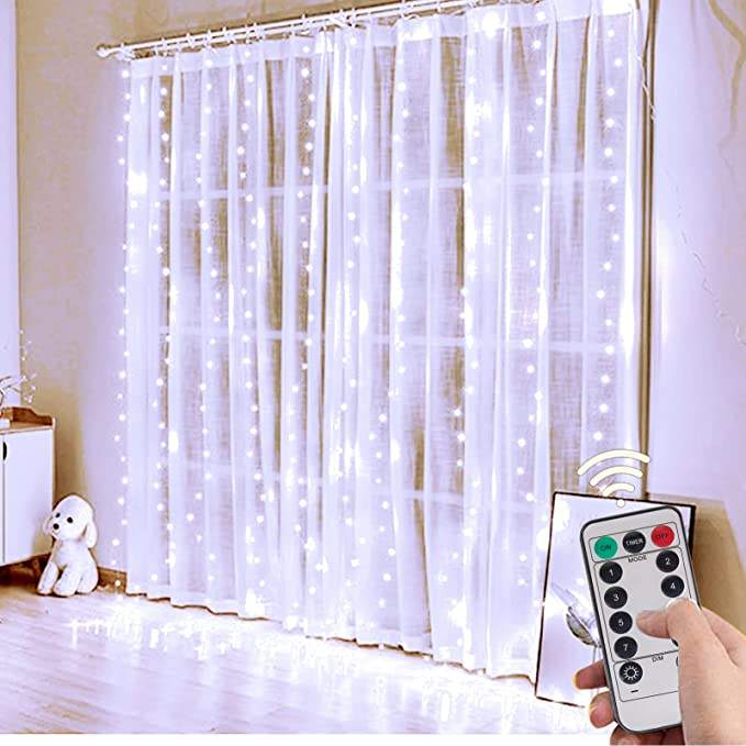 Warm White LED Curtain Lights Waterproof Fairy String Lights for Window Wedding Christmas Party Decorations