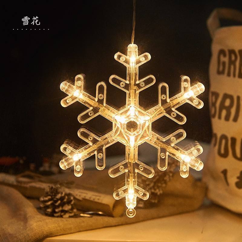LED Snowman Christmas Tree & Star-shaped Curtain Lights Battery-Powered Indoor Christmas Decoration
