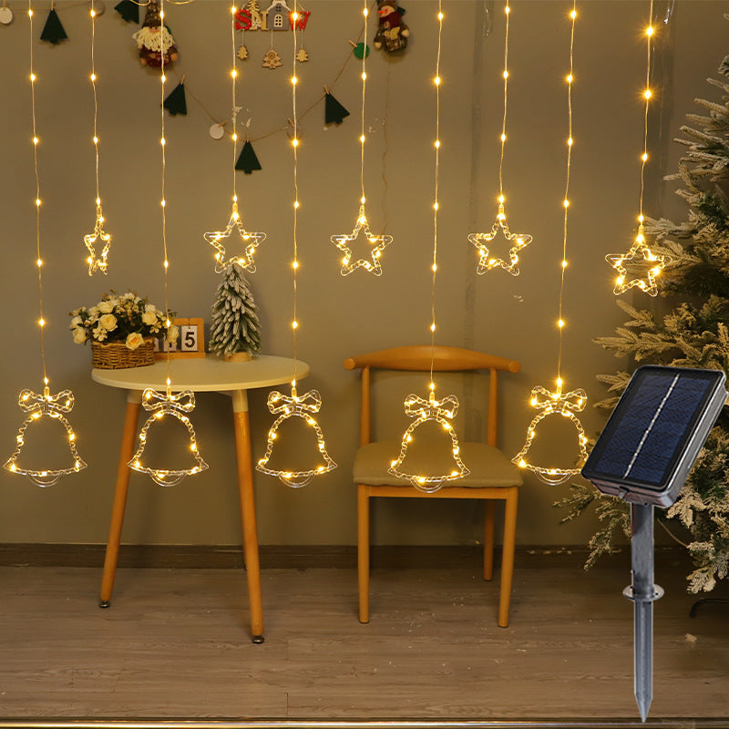 LED Christmas curtain lights USB remote control elk bell snowman Christmas tree shape window decoration curtain lights