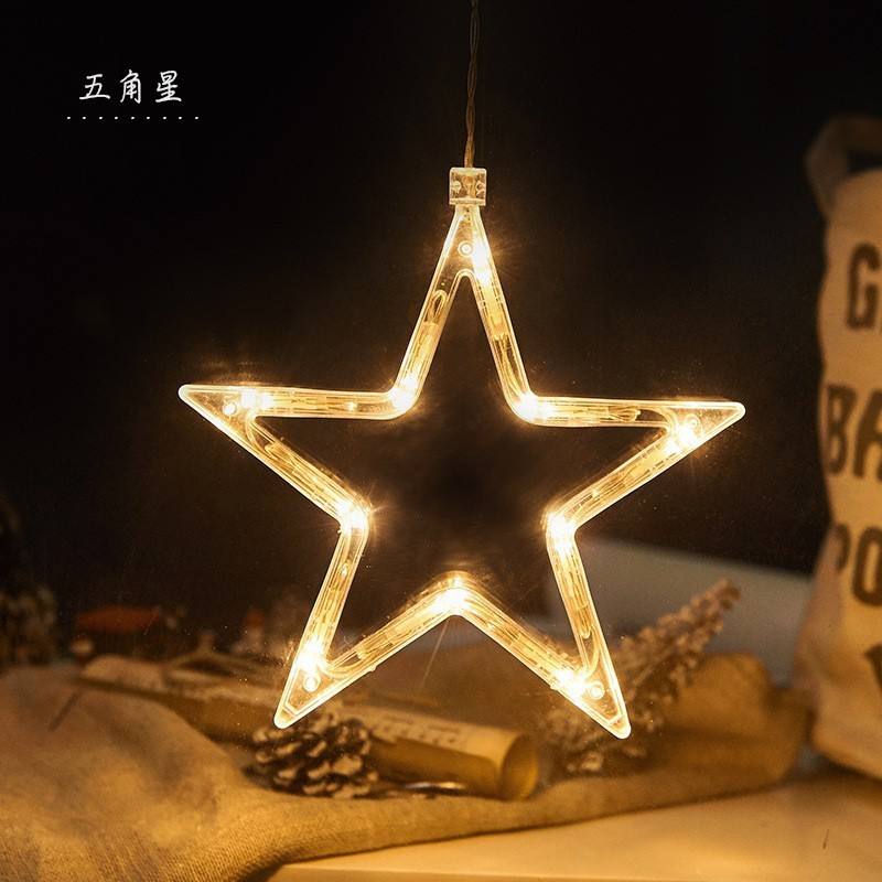 LED Snowman Christmas Tree & Star-shaped Curtain Lights Battery-Powered Indoor Christmas Decoration