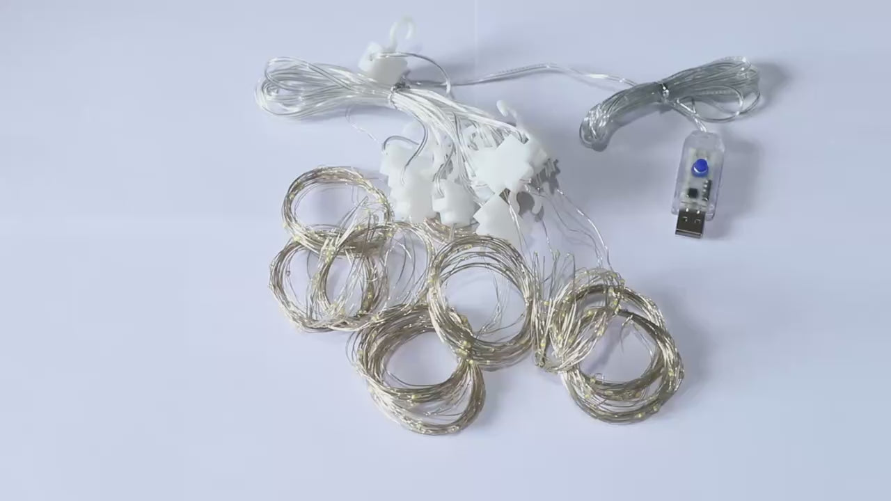 Warm White LED Curtain Lights Waterproof Fairy String Lights for Window Wedding Christmas Party Decorations