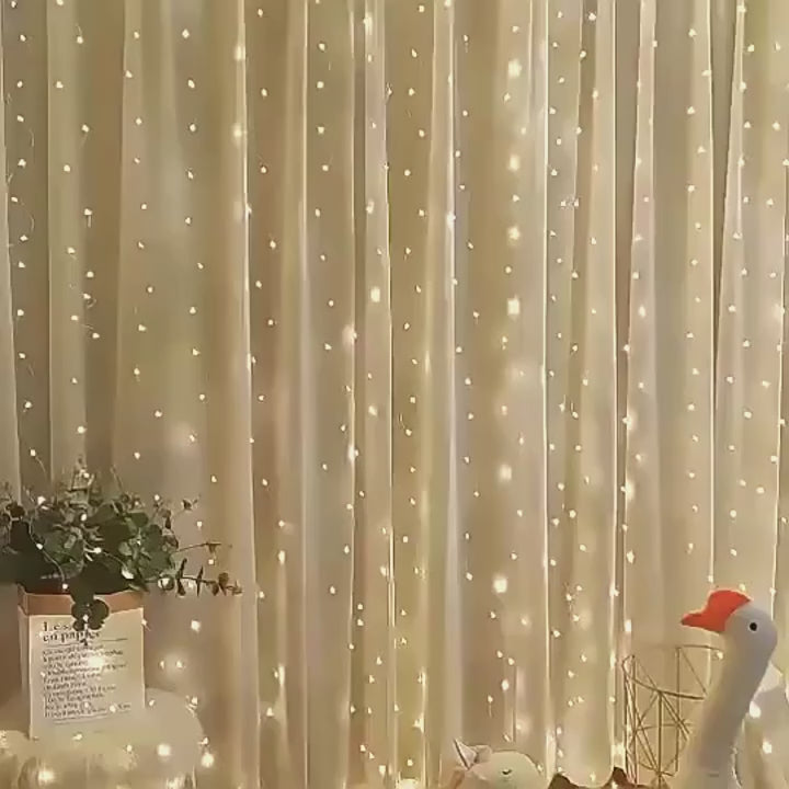 LED Fairy Lights Strings Plug-In Twinkle Curtain for Bedroom Outdoor Indoor Garden Holiday Decor