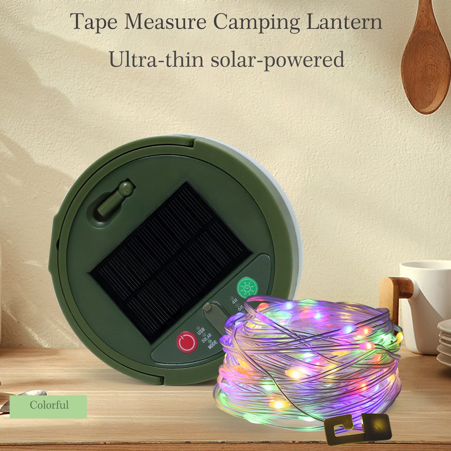 Solar outdoor camping light tent emergency atmosphere light lighting tape measure storage camping light string