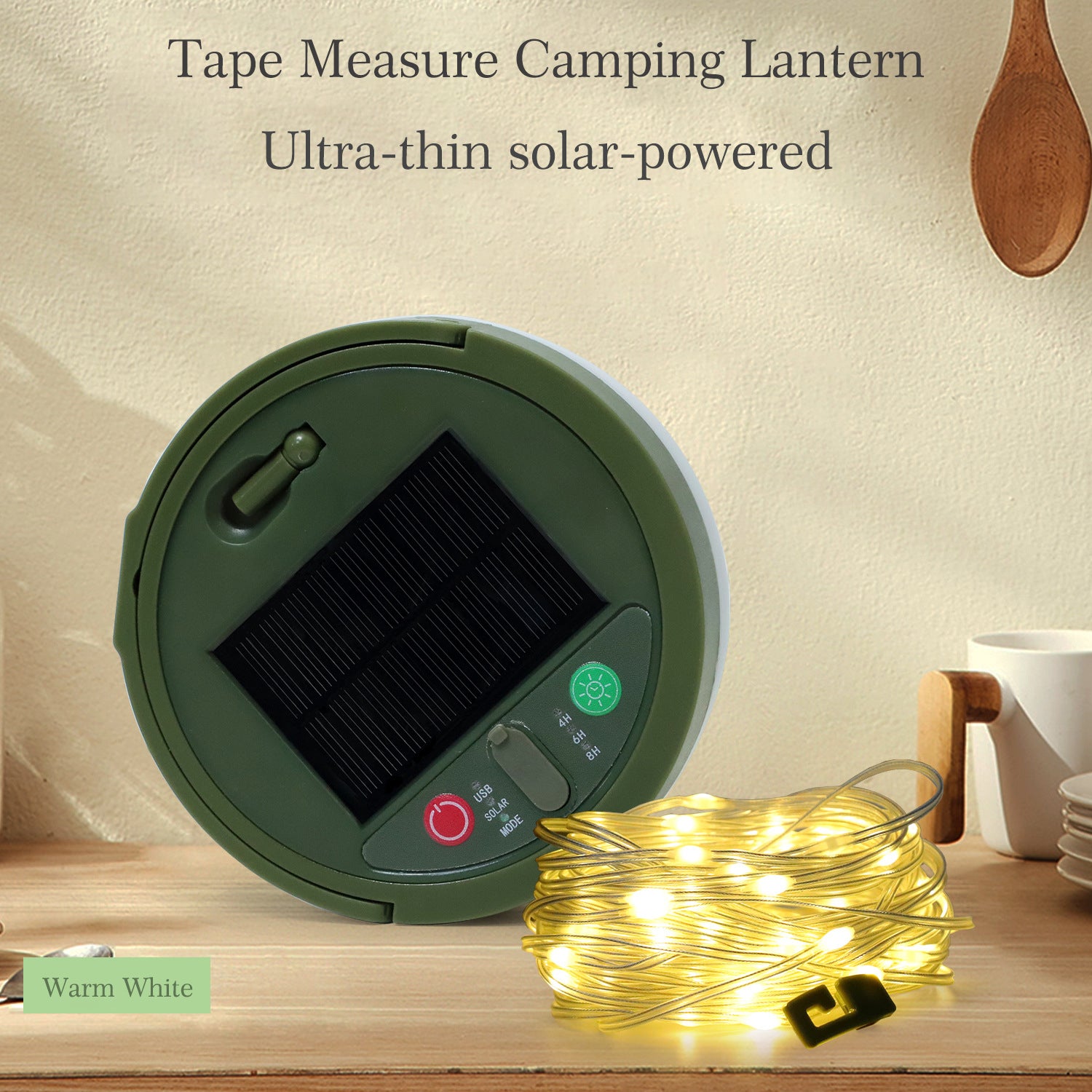 Solar outdoor camping light tent emergency atmosphere light lighting tape measure storage camping light string